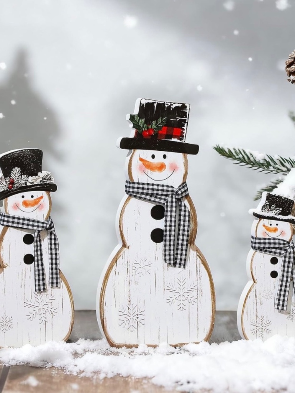 COCHIE Wooden Snowman Decor Set Tiered Tray Christmas Decorations NIP - Picture 13 of 14